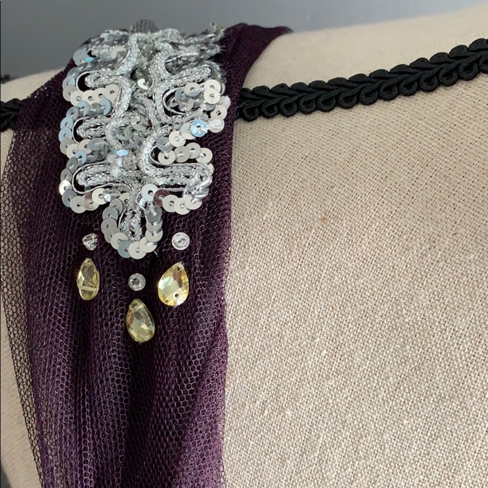Alfred Angelo Deep Plum Purple Lined Mermaid Gown With Appliqué NEW - Picture 8 of 10